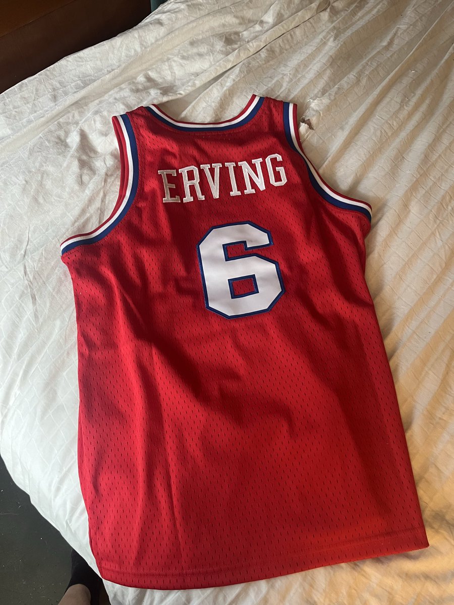 Dancermaryg's tweet photo. Today is my 60th birthday!!  🎉😁 My son got me my all time favorite player’s jersey, the man who made me a Sixers fan for life, THE incredible Julius Irving, Dr. J!!! ❤️ and yes, I was at the parade!!! https://t.co/kxgxW0AMzN