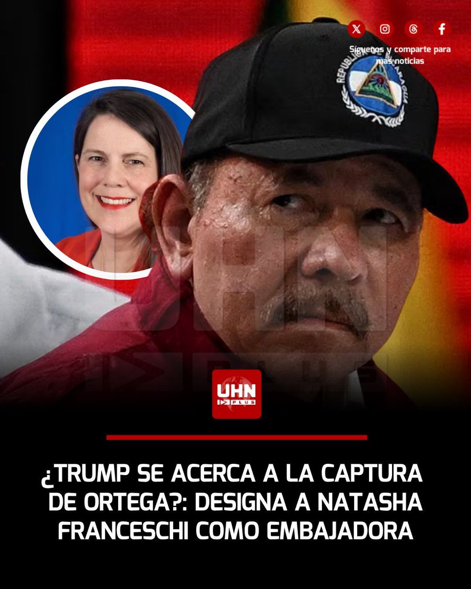 UHN_Plus's tweet photo. 🇺🇸🇳🇮‼️ | Estados Unidos designó a Natasha Franceschi como embajadora en Nicaragua y es parte de la estrategia de presión sobre la dictadura de Ortega-Murillo. Franceschi tiene una extensa experiencia en escenarios de conflictos y negociaciones diplomáticas como Siria, Irak, Pakistán y Bosnia. En el régimen de Ortega, la noticia cayó como una amenaza oficial.