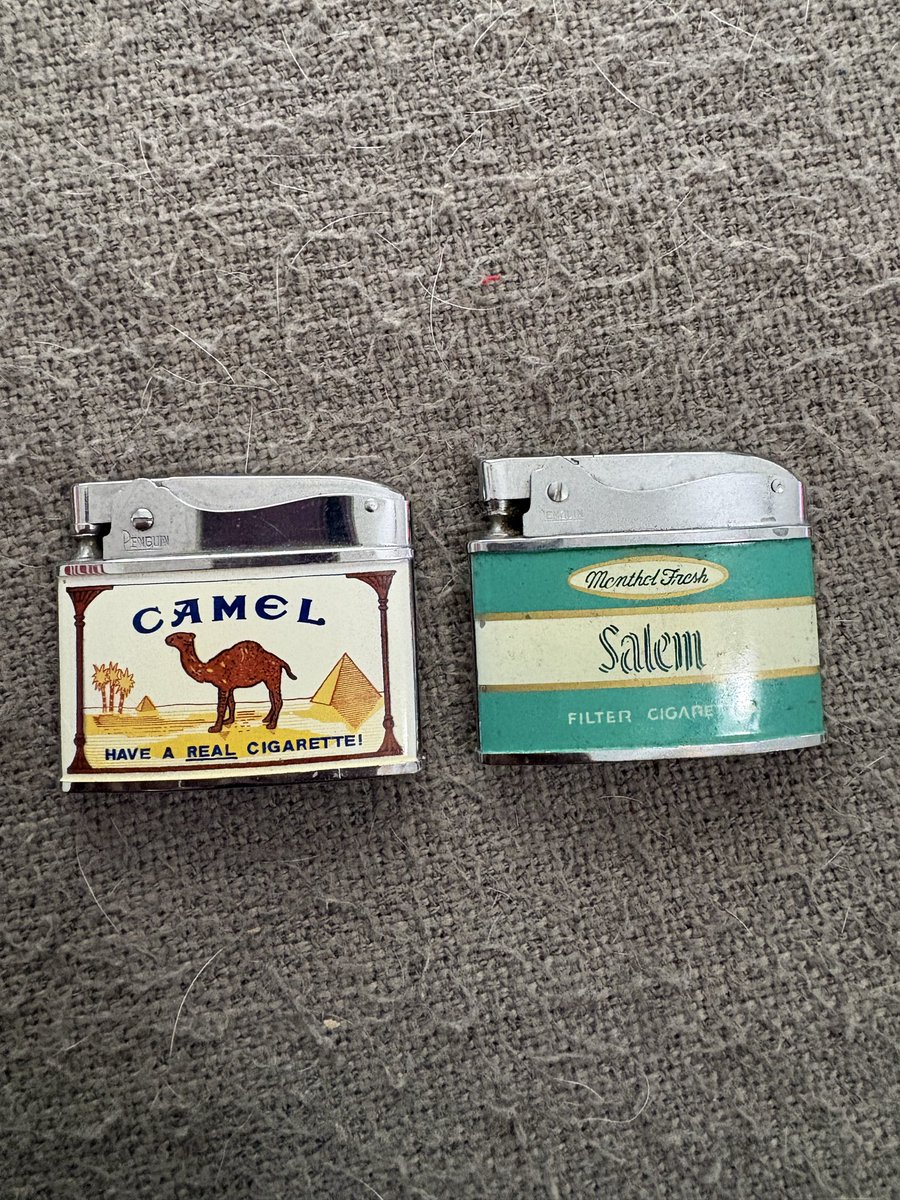dabreadmanyo's tweet photo. A couple of vintage cigarette lighters made by Penguin in Japan. https://t.co/r0WV5Ul6Ja