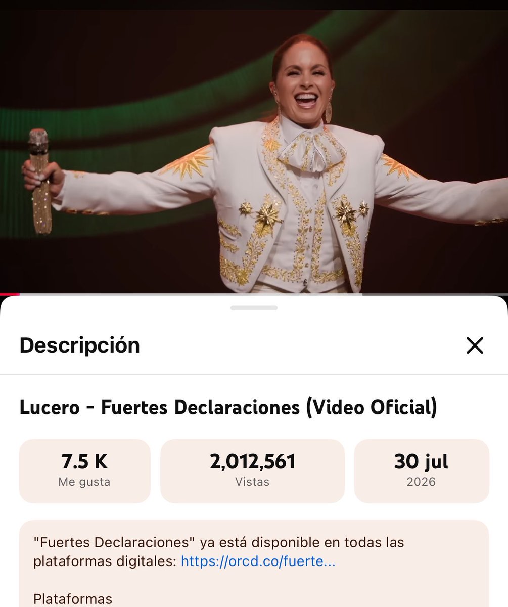 love_hogaza's tweet photo. #FuertesDeclaraciones ALCANZO 2 MILLONES DE VIEWS EN EN CANAL DE YOUTUBE DE @LuceroMexico. 💐😍 https://t.co/sFiEQPuBNa