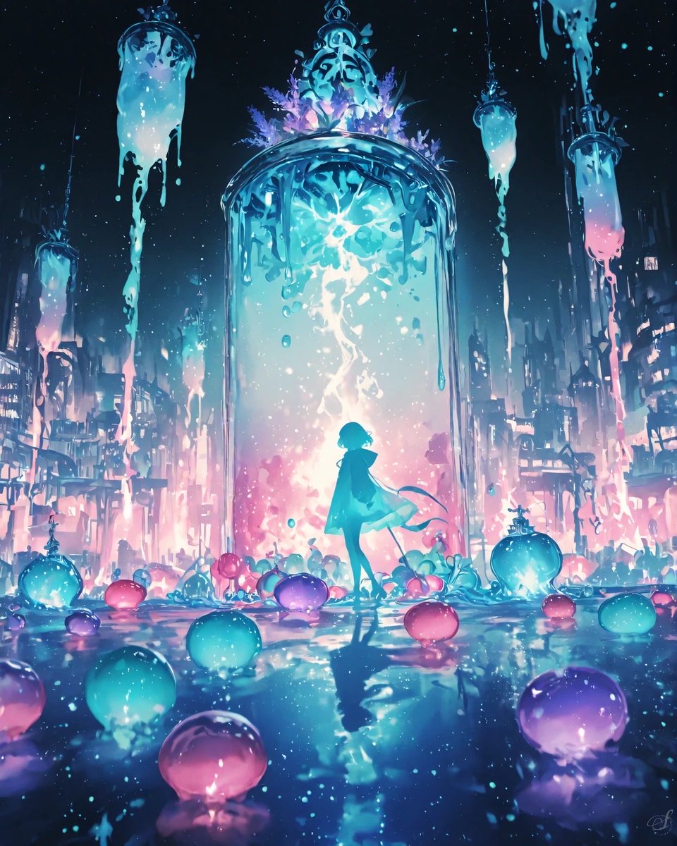 solvraen's tweet photo. 鮮やかな日になりますように✨
今日のゼリー都市🫧
同じプロンプト、違う世界。
#fantasyart #jellycity #pastelfantasy https://t.co/RuUaSIFjVj