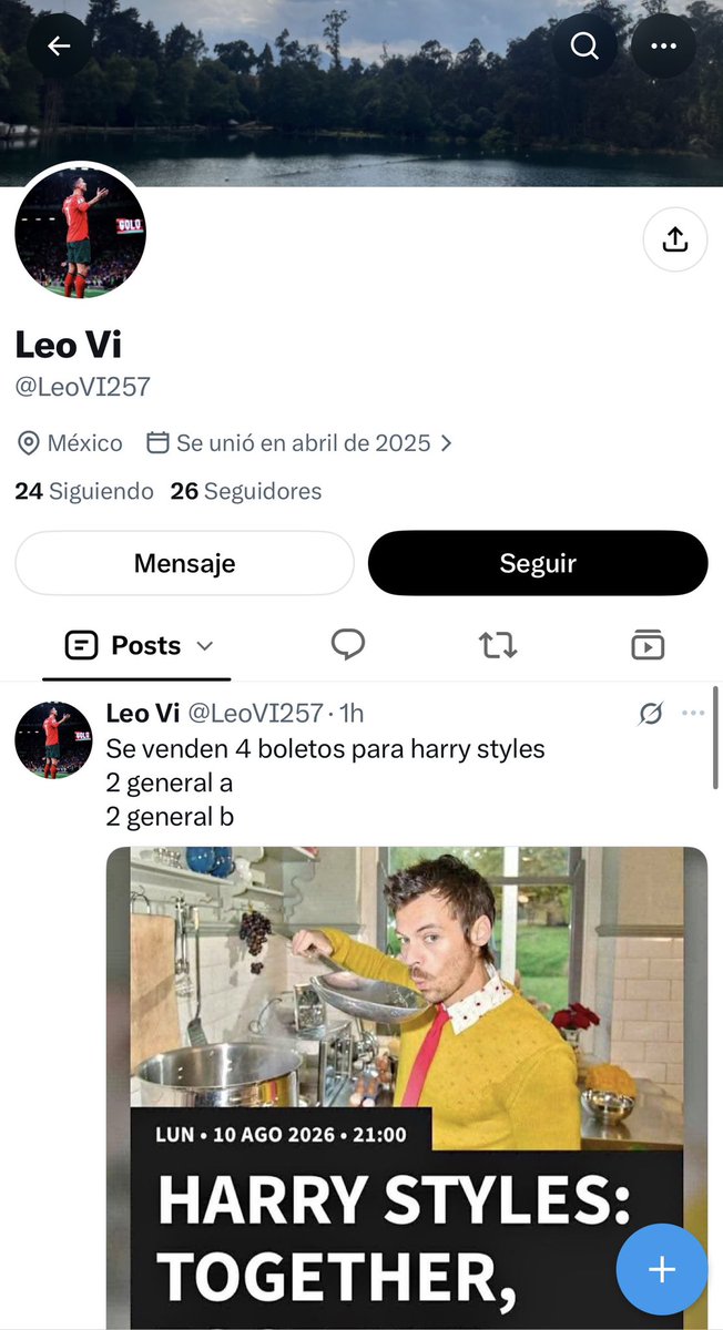 SiViaHarryEnMX's tweet photo. ESTAFA‼️

LA CUENTA

@LeoVI257 ESTÁ ESTAFANDO CON BOLETOS DE HARRY STYLES EN MÉXICO

EL SÁBADO ANDABA SEGÚN REMATANDO Y HOY TAMBIÉN 

NO TIENE BOLETO.
YA ESTÁ REPORTADAS LA CUENTAS

NO CAIGAN https://t.co/EYucixBeoa
