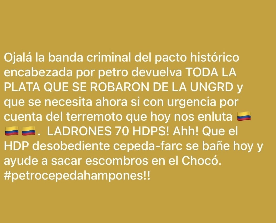 n79892's tweet photo. @QuinteroCalle Coma mierda malparida rata hpta . Ustedes se robaron todo. https://t.co/W1VCGJUGCD