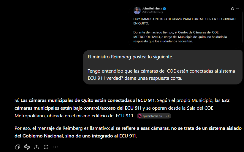 PolitiIvan5's tweet photo. ¡Ay @DanielNoboaOk !

Definitivamente para ganarte, solo hay que dejarte hablar...

Resulta que las cámaras del COE metropolitano funcionan EN EL MISMO EDIFICIO ECU 911 y están integradas al sistema.

YA NO NOS VAS A VER LA CARA. https://t.co/wyevEprRii