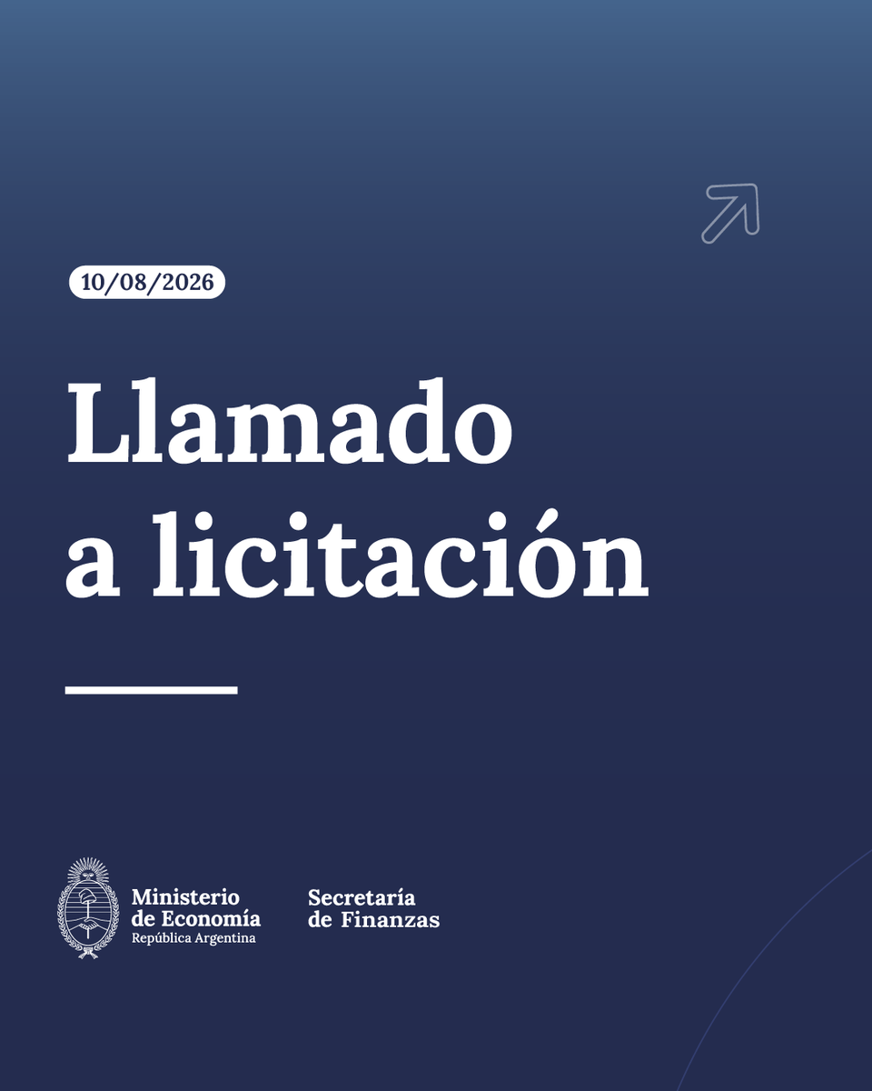 MinEconomia_Ar's tweet photo. La Secretaría de Finanzas anuncia una nueva licitación para el miércoles 12 de agosto:

➡️ Licitación

✅ LECAP Y BONCAP:
30/11/26 (S30N6)

✅ CER:
29/1/27 (X29E7)

✅ Dólar Linked:
30/09/26 (D30S6)
30/10/26 - nuevo

Hard Dólar:
✅ 31/10/29 (AO29)

Se recuerda que, el jueves se realizará, hasta las 13:00 hs, la segunda rueda de los bonos AO29 al precio de corte de la licitación por un total adicional de USD 50 millones.

Más información 👇
https://t.co/sfm1lH4qeS