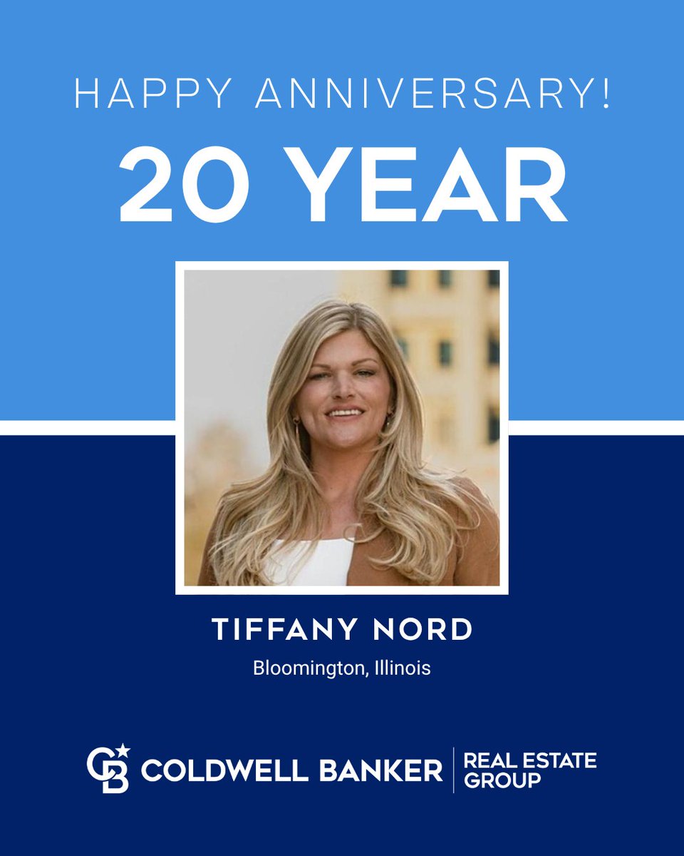 ColdwellHomes's tweet photo. Join us in celebrating Tiffany Nord’s 20-year anniversary! Tiffany has built a strong reputation for dedication, service, and lasting client relationships throughout the Bloomington area. 

For assistance in the Bloomington area, contact Tiffany at (309) 261-0536
#TheBestWearBlue https://t.co/Jy8ztq50Va