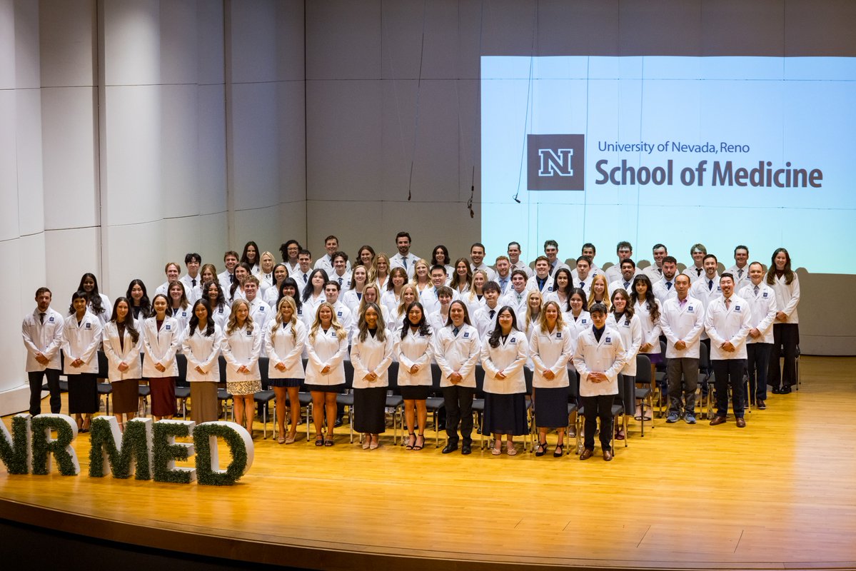 unrmed's tweet photo. A look back at a special milestone for the M.D. Class of 2030! 🥼✨ These future physicians officially donned their white coats and began their journey into medicine last week at the Doctor of Medicine White Coat Ceremony. Congratulations and welcome to @unrmed @unevadareno! https://t.co/rqZMKezchO