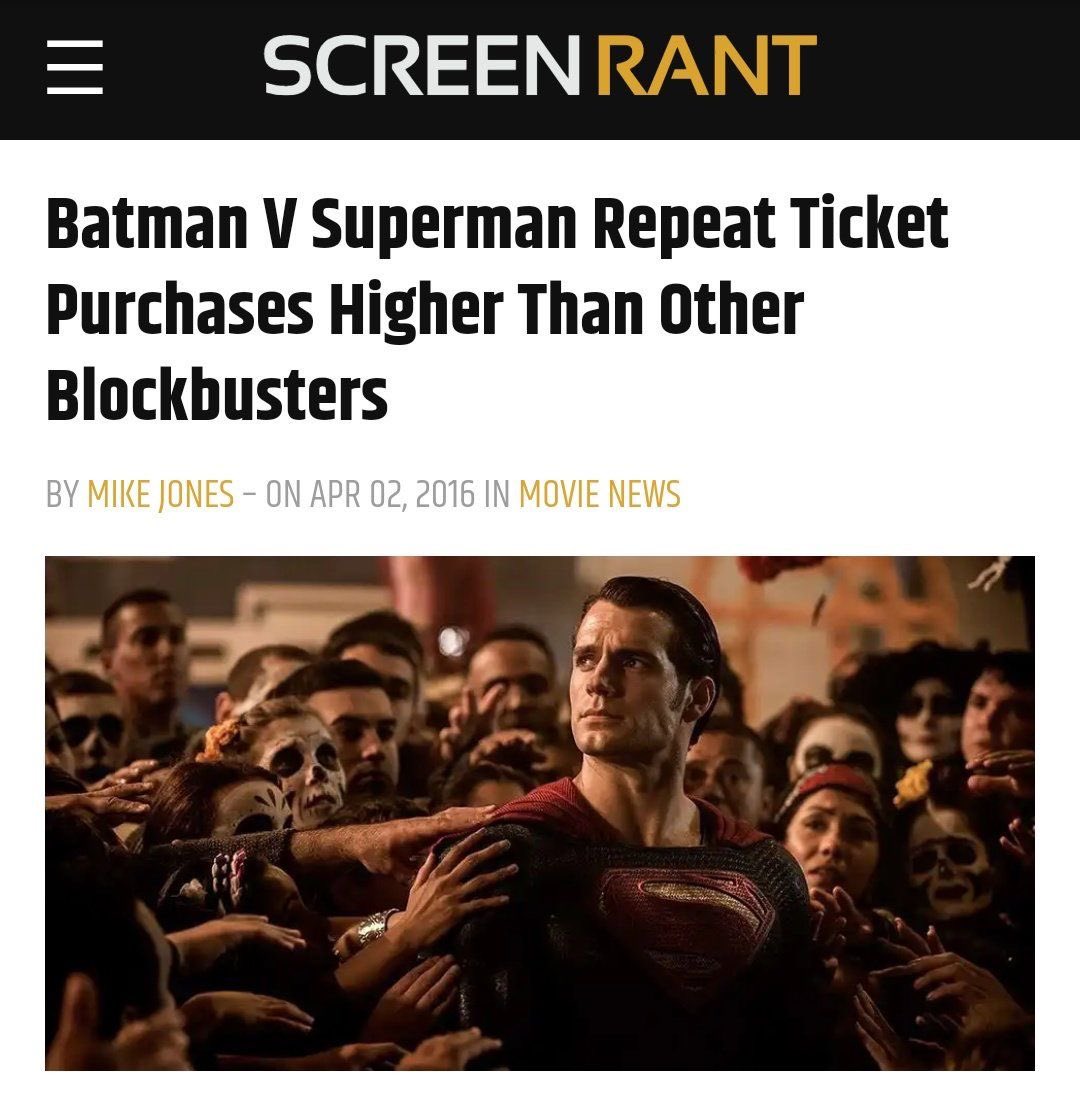 ManneredReport's tweet photo. So you’re saying that Gunn not making his own Batman and Superman movie is stupid because even a mediocre project would be twice as big as his DCU reboot?
I guess we’re ignoring the fact that BvS had a dropoff due to its record opening weekend and Civil War release. #LearnMath https://t.co/ONz28U7Fj8