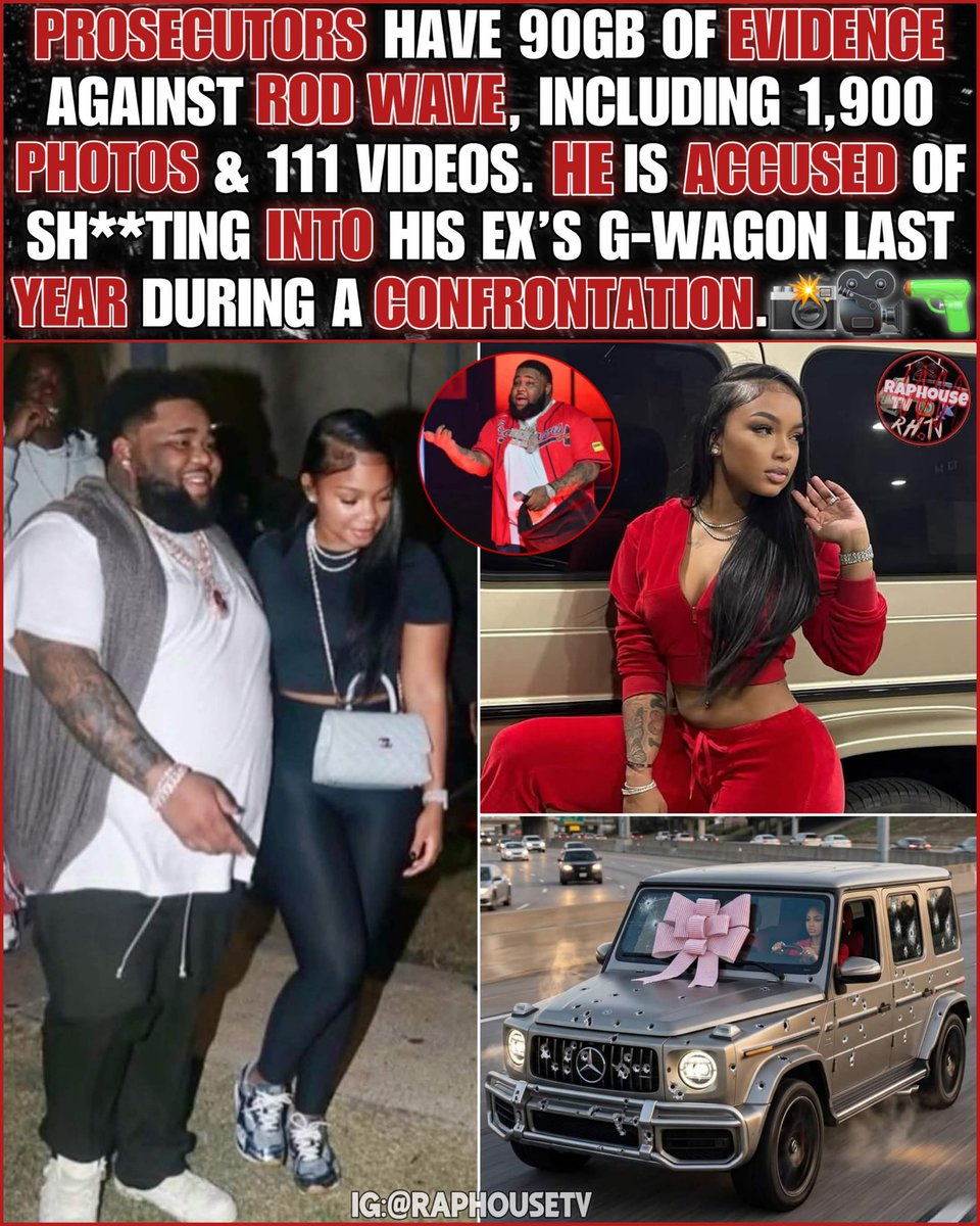raphousetv2's tweet photo. Prosecutors Have 90GB Of Evidence Against Rod Wave, Including 1,900 Photos &amp; 111 Videos. He Is Accused Of Shooting Into His Ex-Girlfriend’s G-Wagon Last Year, Reportedly. https://t.co/8GcPYBl8bg