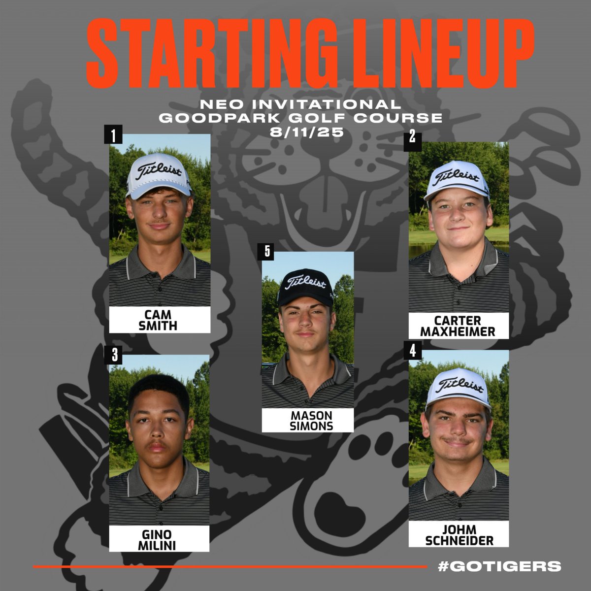 MTigerBGolf's tweet photo. The Tigers head to GoodPark GC tomorrow to play in the NEO Invitational. @MassillonSchool @cam_smithgolf @ginom_16 @SimonsMaso16039 @CarterMaxheime1 @j_schneider09 https://t.co/u9f4NlykYl