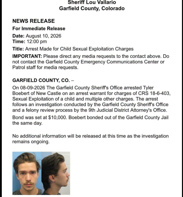AmericanMuck's tweet photo. NEW:  UPDATE TO @RepBoebert BOEBERT CRIME FAMILY MEMBER ARREST 

Read the full story here from the team that broke this story:  https://t.co/2utAFVzlKI https://t.co/XVgf9SzotB