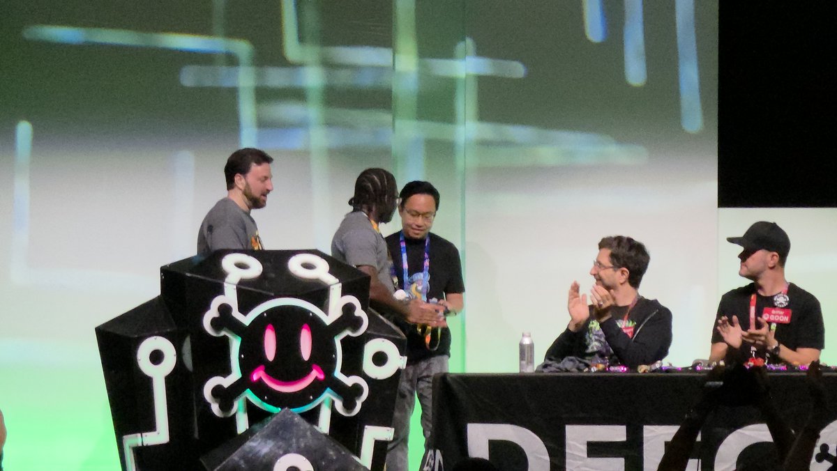PacificHackers's tweet photo. From Pacific Hackers to DEF CON history! 🏆
Chris (aka Crash) won our Pre-DEF CON CTF, earned a ticket to DC, and took 1st place at the Packet Capture Village—earning the ultimate DEF CON Black Badge & free entry for life! 🥇
Congrats, Crash! 🙌
#PacificHackers #DEFCON #PCVCTF https://t.co/CceReaEgzT