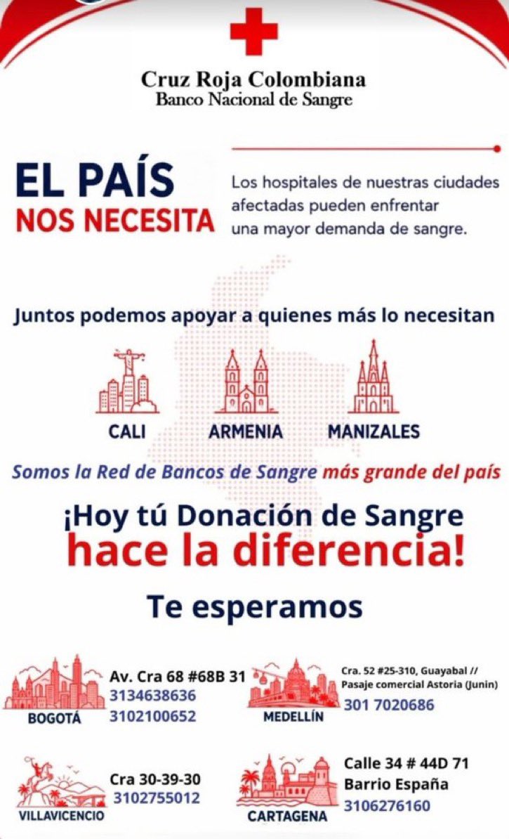 kthvjms's tweet photo. SI PUEDEN DONAR PLATA HÁGANLO SI PUEDEN DONAR SANGRE HÁGANLO TODA AYUDA ES NECESARIA COLOMBIA NOS NECESITA !!!!! https://t.co/Lo9ryOfdJ4