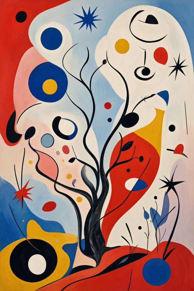moKHATAAN's tweet photo. Prompt: Convert this [image] into an abstract drawing in the style of Joan Miró 
Try it and share your art

#abstract #art https://t.co/7JNMdi9Z0E