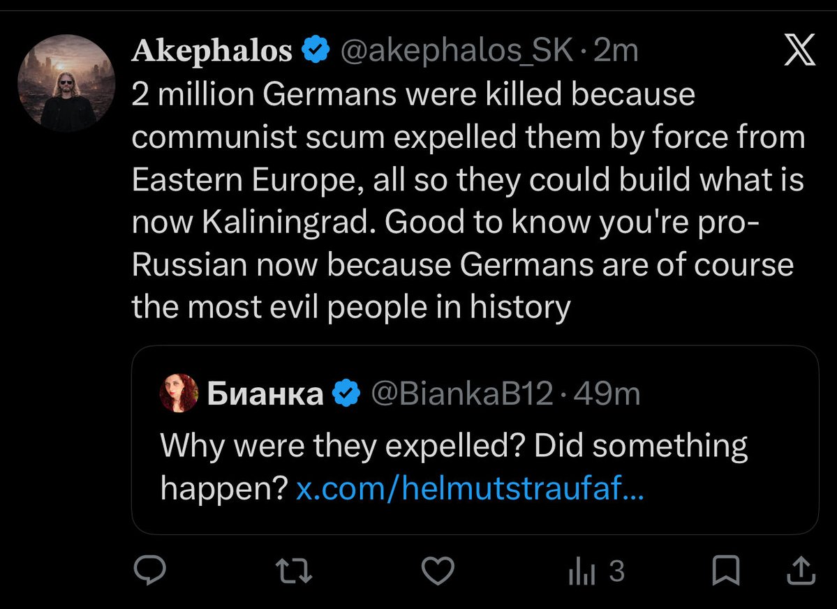 BiankaB12's tweet photo. Westoids have absolutely ZERO shame when it comes to acknowledging even the most basic historical facts about what happened to Eastern Europe in the 20th century.

First came the Bolsheviks and the mass terror, executions, deportations and engineered famines that followed in their wake.

Then Eastern Europe became the primary theatre (and killing ground) of WWII, the Nazi regime regarded Slavs as Untermenschen and envisioned the conquest, depopulation and German colonisation of vast parts of the East under Generalplan Ost. Tens of millions of Eastern Europeans died.

And the “reward” for surviving all of that?

Handing us over to Stalin and the Russians for several generations. Millions more endured executions, deportations, political terror, forced Russification and decades of Soviet occupation.

So spare us the condescension and alternative history lessons, you fucks. 🖕