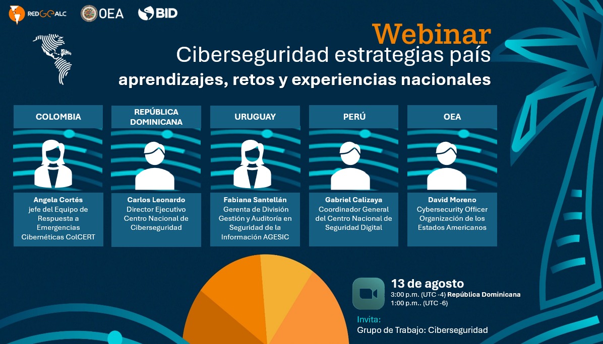colCERT's tweet photo. Desde el #ColCERT invitamos al webinar de @redgealc  “Estrategias nacionales de ciberseguridad: aprendizajes, retos y experiencias”🛡Un espacio para conocer experiencias y desafíos de la región.
📅 13 de agosto
💻 Virtual
Inscríbete:https://t.co/p1AQcKTUTd
#MásPreparados https://t.co/GEarorCG5f
