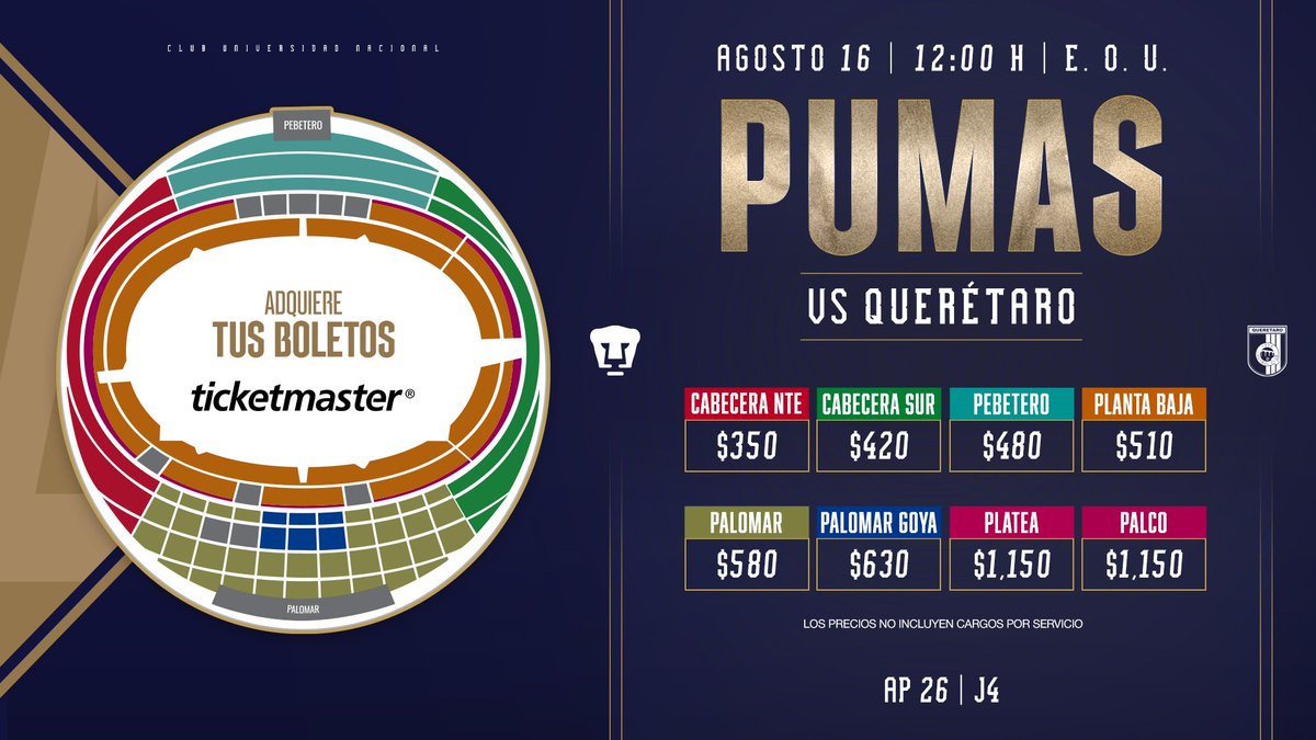 PumasMX's tweet photo. 🫂 El domingo nos volvemos a encontrar en C.U., la liga se reanuda y esta vez enfrentamos a Querétaro dentro de la Jornada 4 👊

Los boletos están disponibles en Ticketmaster 👉https://t.co/uPuu81yget 🎟️

#SiemprePumas https://t.co/SKnxApOUh2