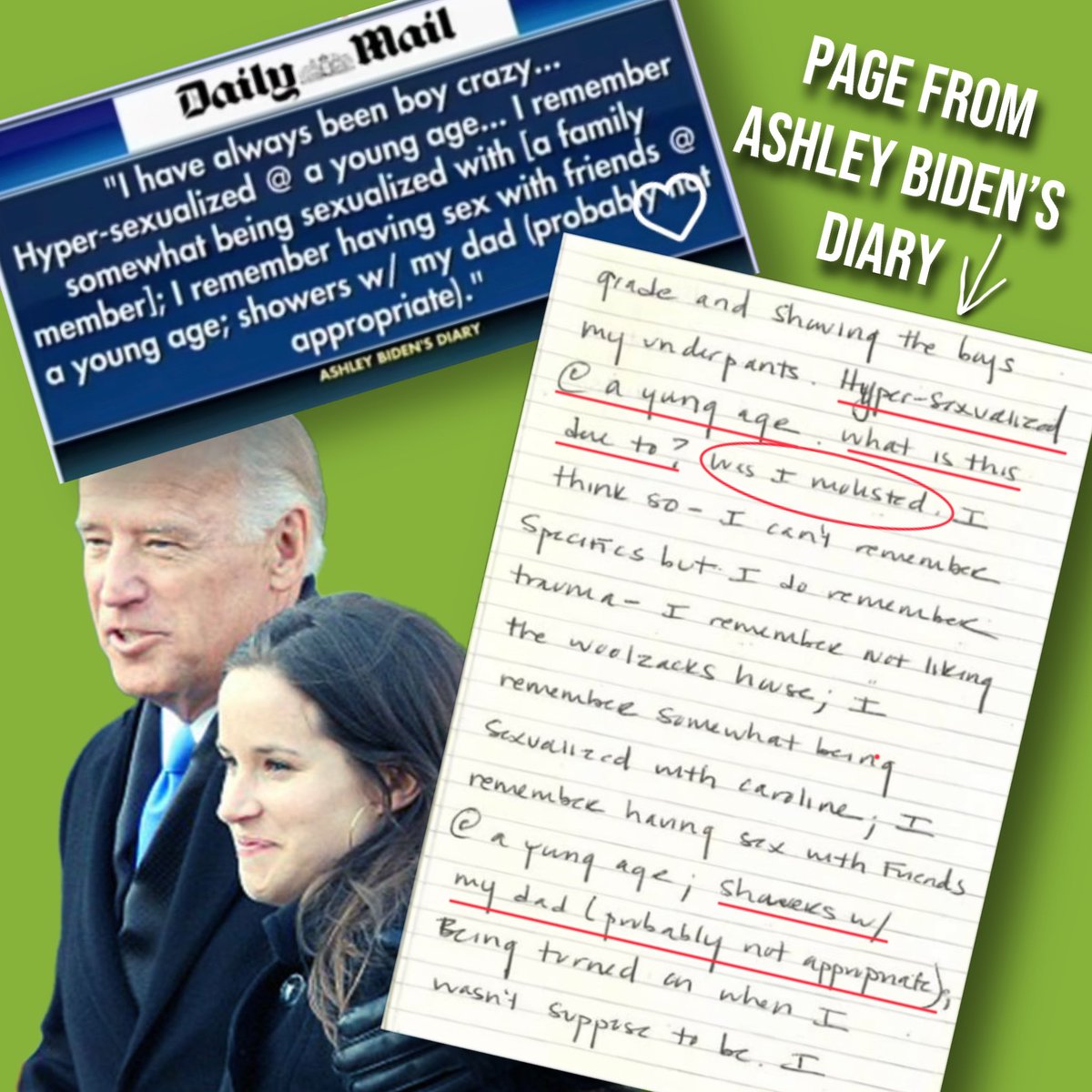 Real_Lady_MAGA's tweet photo. @mmpadellan @orskyai You imbeciles are swooning over an incestuous pedophile and his son that he used to molest. If Joe molested Ashley when she was little, forcing her to take showers with him, then he did the same with Hunter. Explains why Hunter &amp; Ashley are both sex &amp; drug addicts as adults. https://t.co/Jo4hECMe3U