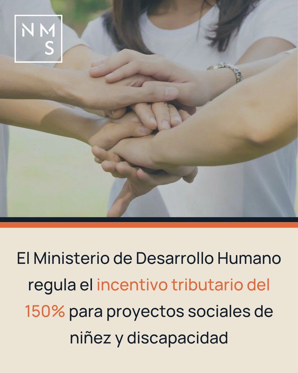 nms_law's tweet photo. #Ecuador | El Ministerio de Desarrollo Humano regula el incentivo tributario del 150% en impuesto a la renta para patrocinios a proyectos de desnutrición infantil, discapacidad y protección de la niñez.

🗞️ Los detalles en nuestra web https://t.co/OmrCxQYqMu