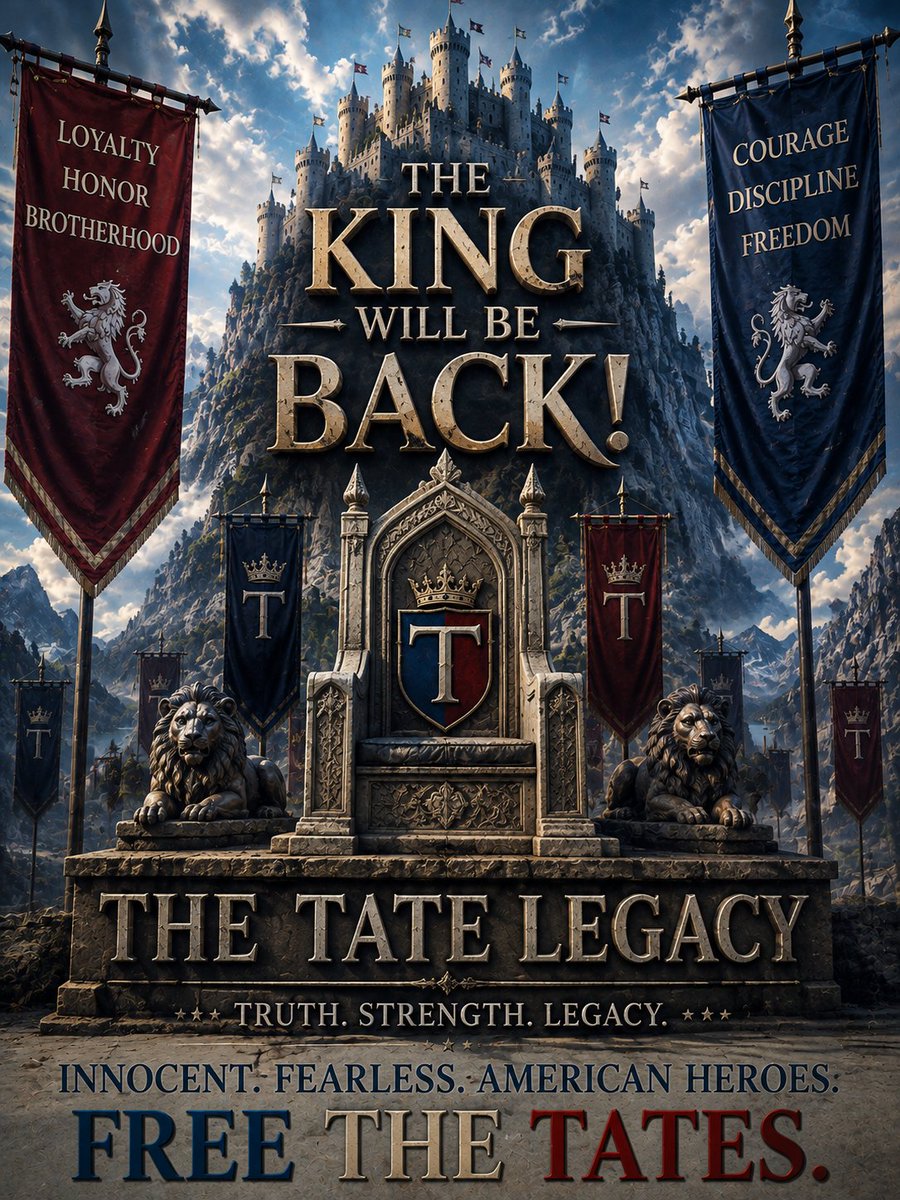 blackrorys's tweet photo. The whole world will unite for the King Tate this 13th

Andrew Tate will be the best leader this world has ever seen.

The Tate brothers are innocent American heroes.

#FREETHETATES @DonaldJTrumpJr 
@EricTrump @POTUS @realDonaldTrump @SecRubio 

@McBrideLawNYC @AmirSubasic1971 https://t.co/6222CnAhdW