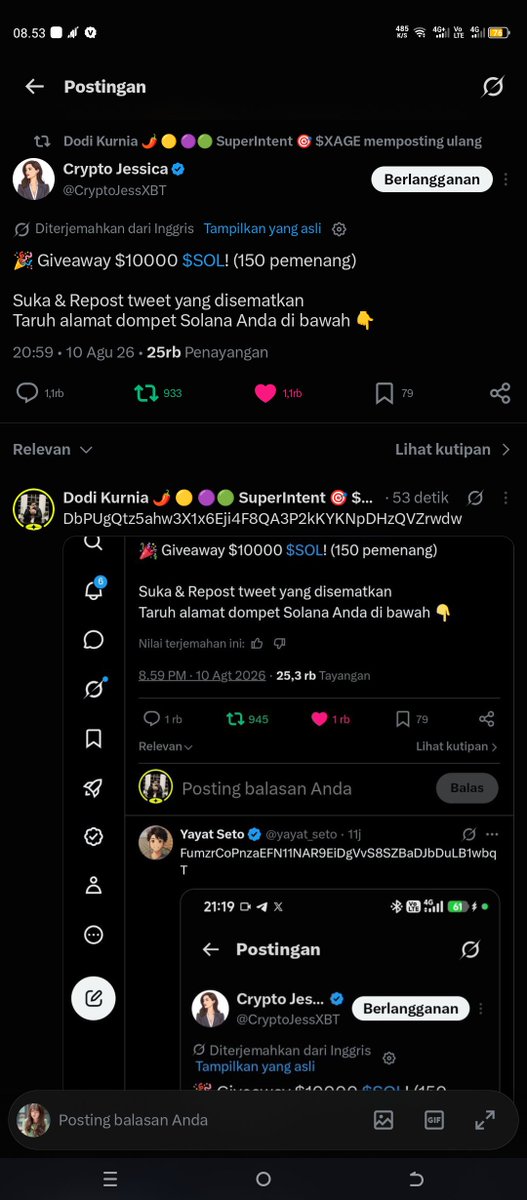 MTriyul's tweet photo. @CryptoJessXBT Done 

ErevU9Ji77iiq6bGFv7FjhLkJdz9rig3SDgpaRG8iaVC https://t.co/OtGxptT5OT