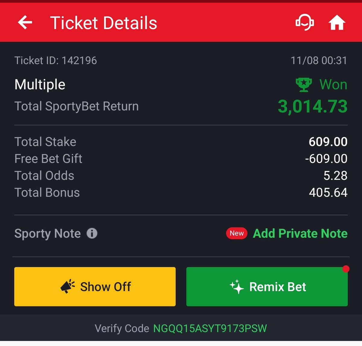 GoatedBetsOnX's tweet photo. 5 odds boom 💥💥💥💥 on sporty in 2 hours 🏆.
Congratulations 🎉🎉 https://t.co/EZl5N9GnUp