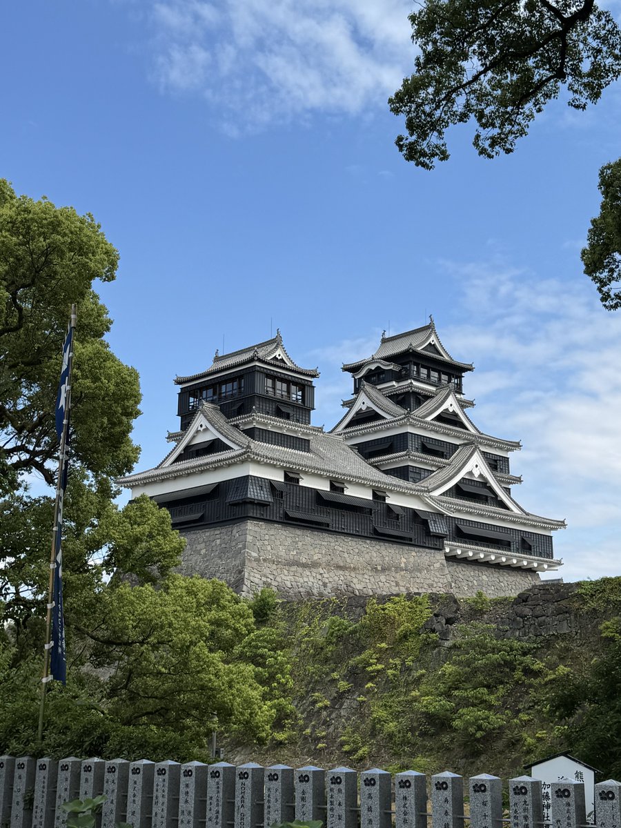 kumamoto_castle's tweet photo. 【熊本城フォトスポット巡り】
前回に続き、本日は熊本城二の丸広場からの景色をご紹介します。
二の丸広場からは、天守閣や宇土櫓の素屋根を一望することができます。また、夜間には熊本城にゆかりのある家紋がライトアップされ昼間とは違った景色で撮ることができます。
なお、今回の令和8年熊本地震による被害箇所の一部も二の丸広場より確認できます。

二の丸広場の散策と合わせて、加藤神社からの眺望もおすすめです。古くから熊本城ファンの間で親しまれているフォトスポットとして知られ、熊本城を綺麗に撮影することができます。ぜひ二の丸広場とあわせてお楽しみください。

お越しの際は交通状況や交通規制箇所をご確認のうえ、安全に十分ご注意いただきますようお願いいたします。
皆さまのご来園を心よりお待ちしております。