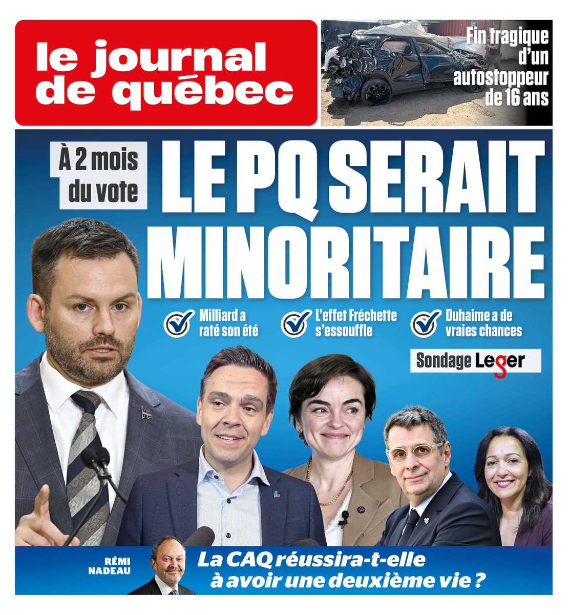 JdeQuebec's tweet photo. Voici notre une du matin en ce 11 août 2026! Pour vous abonner à nos infolettres, c’est ici: https://t.co/SmAk8xK8VP https://t.co/NVyMfv5U0u