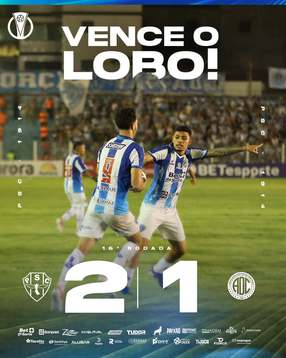 Paysandu's tweet photo. FIIIIIIIIIIMMMM DEEEEEE  JOOOOOOGOOOOO!!!!! VENCEEEEEEEEEE O LOBOOOOOOOOOOOOOO

🏆 Série C - 16ª rodada 
🆚 Paysandu 2x1 Confiança
⚽️ Italo 
⚽️ Pedro Carrerete 

#VamosPaysandu https://t.co/qOgd3SJ1be