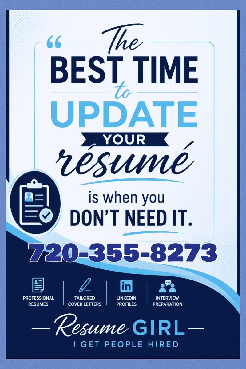 resumegirl22's tweet photo. #ResumeWriter #ResumeWriting #ResumeHelp #ResumeGirl #ProfessionalResume #CoverLetter
#unlimtedchanges #igetpeoplehired #jobs #resumeservices #callresumegirl #resumegirlservices #gethired https://t.co/vc3FRDAQne