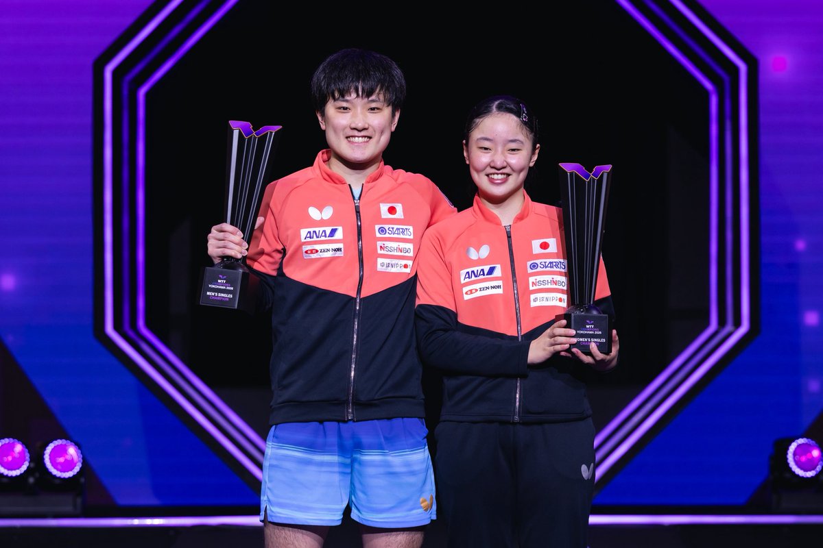 haritomo0627's tweet photo. WTTチャンピオンズ横浜2連覇、そして美和と兄妹優勝できました🏆🏆

日本開催の大舞台で、史上初の兄妹優勝を成し遂げられたことを、本当に誇りに思います。
そしてこの優勝は僕たち兄妹だけのものではなく、両親のものでもあります。
いつも一番近くで支えてくれている両親には、感謝しかありません。
これからも優勝という形で、たくさんの感謝を伝えたいです。

そして、たくさんのファンの皆さんに現地やテレビ中継、配信で応援をしていただき、本当にありがとうございました！
皆さんの応援の力のおかげで、苦しい場面を何度も踏ん張ることができました。

また、岸川監督をはじめ日本代表チームの皆さんや、トヨタの皆さん、スポンサーの皆さんにも連日たくさんのサポートや応援をしていただきました。
本当にありがとうございました！

優勝は1つのゴールでもありますが、同時に新しいスタートでもあります。
これからもっと兄妹優勝ができるように、互いに努力し続けます！

これからもよろしくお願いします！

Photo 1.2.4: WTT
Photo 3: @sunpo_life