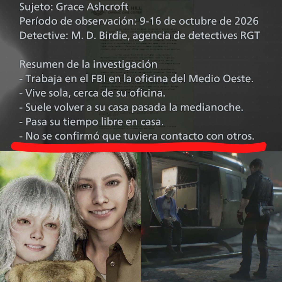 GordoMillo's tweet photo. Me parece muy gracioso el hecho de que los dos primeros amigos de Grace después de Requiem son un agente gubernamental de 49 años y una niña pequeña https://t.co/gDGYhaSGvH