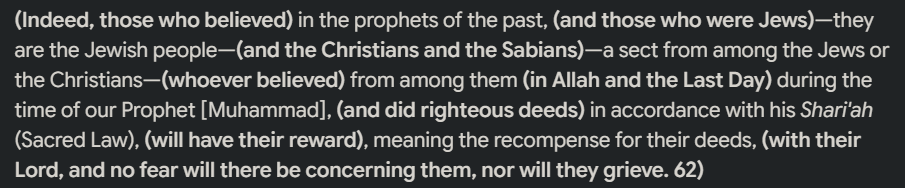 mryosboss's tweet photo. @Submission2T This is the Tafsir of the Jalalayn, basically, jews and christians from the past during Moses/Jesus times (peace be upon them).
and for those of the time of the prophet they should "beleive in Allah and the last day ...." meaning becoming Muslims.
(God knows best) https://t.co/hHlBaOhZTk