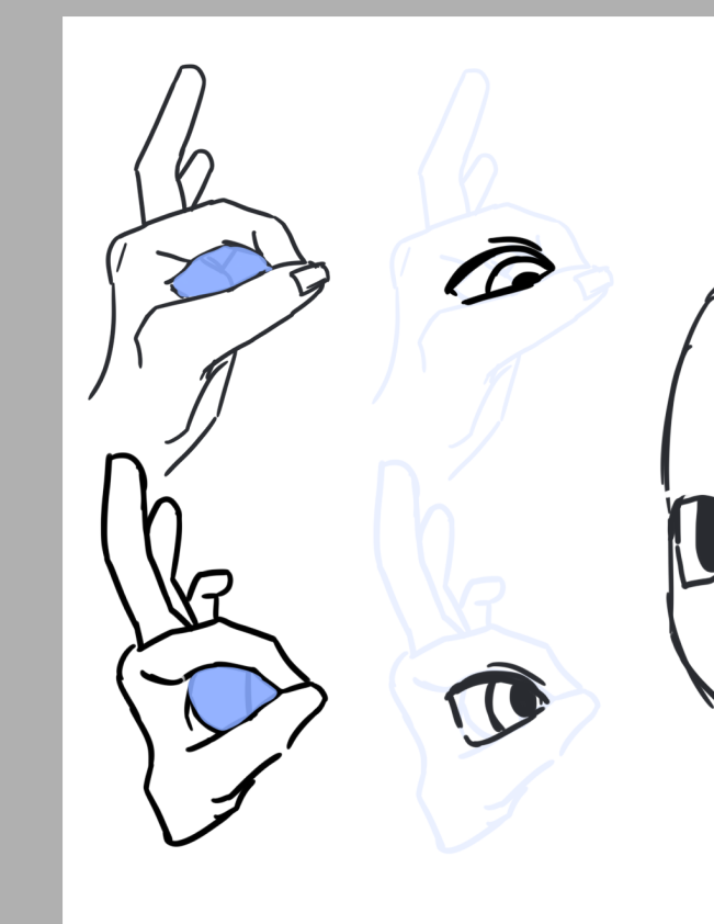 kombos_konbo's tweet photo. 角度のついた目を描くのが難しい時には、親指と人差し指で輪っかを作るかなりと参考になるというtipsをゲット https://t.co/DadzHG4Ad3