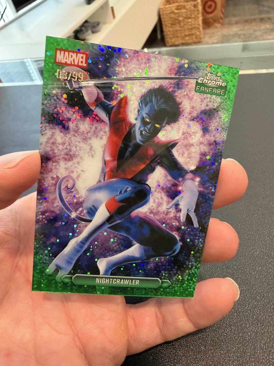 heyitsmarcosv's tweet photo. Another numbered pull from this @Topps marvel chrome box! Ayyy! 

Nightcrawler 3/99

Who else is ripping Marvel Chrome? Drop your best pulls below 👇
I’ll be sharing some of my 90s cards soon too.

#MarvelChrome #ToppsChrome #CardCollecting #TradingCards #Marvel https://t.co/zMHlOcMoXE