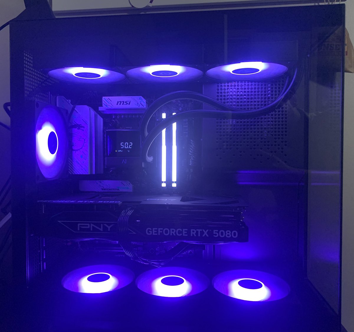 BimmysBurner's tweet photo. Just realized I never posted my new PC. Going from a 1070 to a 5080 is something else. Not sure what color I want the fans to be https://t.co/QI0wOKAhOi
