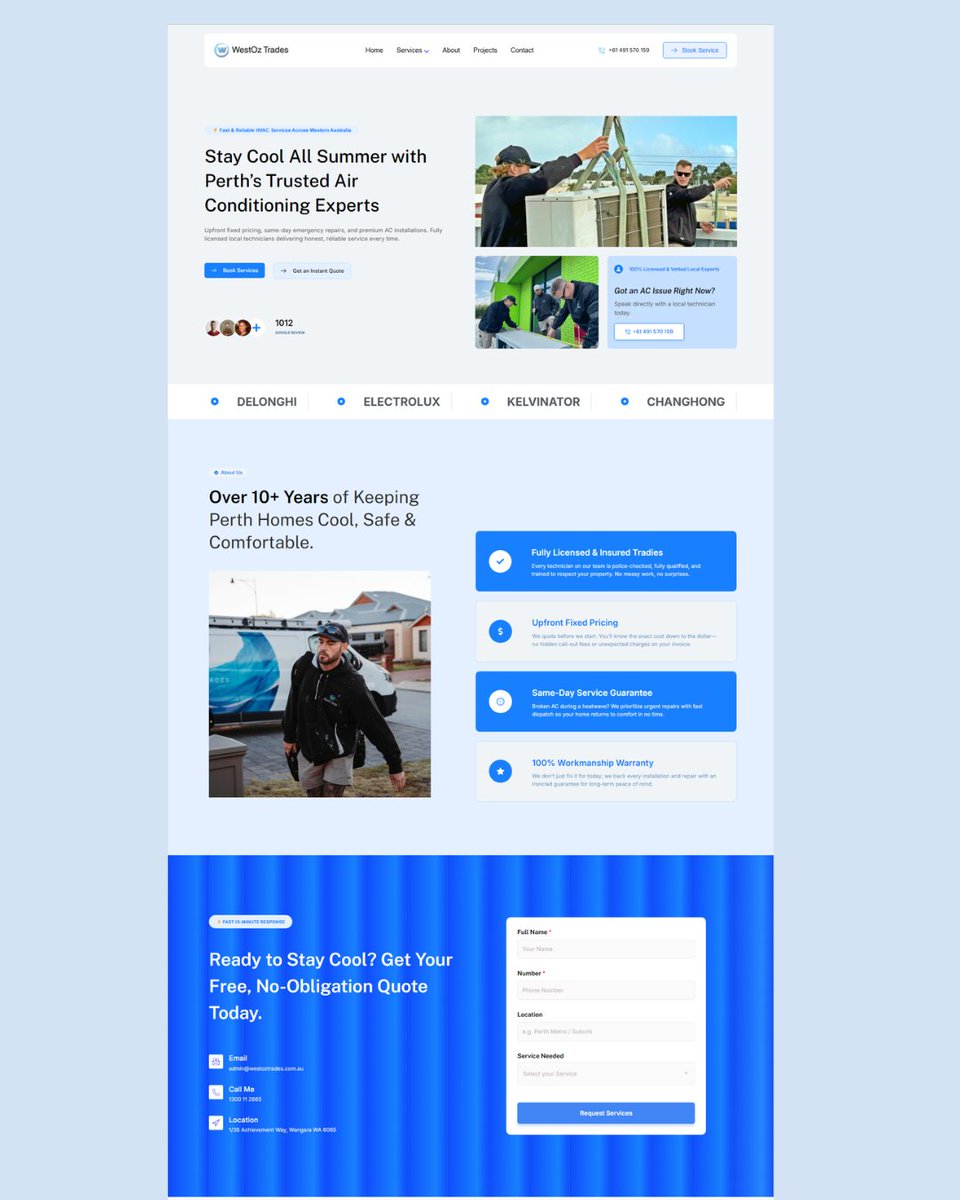 abdullah_web's tweet photo. Most service websites look nice… but no leads.

I design WordPress sites for Aussie businesses that:

Build trust fast
Show services clearly
Make quotes effortless

Perth HVAC concept below 👇
#WordPressDesigner #WebDesignAustralia #FreelanceWebDesigner #PerthBusiness https://t.co/FvneHruofw