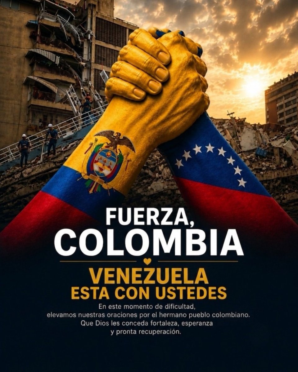 ADemocratica's tweet photo. Desde Venezuela enviamos toda nuestra solidaridad al hermano pueblo colombiano, por el reciente terremoto de magnitud 7.4. Los venezolanos nos hacemos solidarios y elevamos nuestras oraciones por ustedes, porque sabemos lo difícil y devastador que puede llegar a ser un movimiento sísmico de esa magnitud.

A los varios millones de venezolanos que se encuentran en Colombia, Dios los acompañe en todo momento, al igual que a todo el pueblo colombiano.