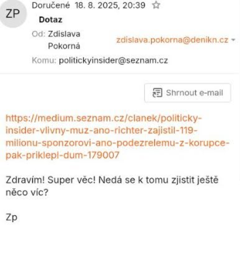 Jiri_Kheil's tweet photo. THOMAS PAUKNER NEDĚLE 9.8.2026‼️
Hojná obrana proti textům od #ThomasPaukner bývá, že jako anonym píše jen o kauzách dnešní opozice. No, akorát že vůbec.☝️🤔
Link: https://t.co/JpXMQniAOu
-----
Pokrytectví zdar! Tomio stále vysává, Zdislava si přivlastňuje‼️
-----
Ukážu vám, jak funguje hodnotový svět. Nejprve vás milují, posléze nenávidí a pomlouvají.
Dávám dohromady první reportáž prozatím utajeného serveru pod Paukner Media. Je s tím hodně práce - vyjádření, oponentura, expertní stanoviska, no všechno, co k tomu patří.
Někteří mi píší - proč se nevěnujete kauzám ANO, SPD a Motoristů? Odpověď je jednoduchá. Nyní jsem se "zakousl" do MŽP, vnitra a dalších resortů s tím, že to chci dotáhnout, než se posunu dál.
Kauzám ANO jsem se věnoval jednu chvíli velmi horlivě, až o tom psala Zdislava v Deníku N.
V srpnu roku 2025 jsem připravil text o tom, jak radnice v Chomutově tuneluje vlastní rozpočet tím, že přiděluje bez výběrových řízení městské zakázky vlastním radním, kteří si je schvalují mezi sebou. Nejde o malé peníze. Prodávají se celé domy za směšné částky podnikatelům stíhaným za korupci, tendr za 116 milionů vyhraje firma radního, kterému zakázku schválí vlastní spolustraníci. A na vše dohlížel, světe, div se, volební manažer ANO, Jan Richter.
https://t.co/C1X0WdY5AX
Nepublikoval jsem pod Pauknerem, protože text neseděl do geopoliticky zaměřeného profilu, ale jakmile jsem si Chomutov prošel, reportáž prostě musela ven už z povinnosti.
Vyšla 18. 8. 2025 na jiném profilu. Ten samý den píše Zdislava z Deníku N - obrací se na "anonymní" profil a chválí,
"Skvělá věc! Dá se k tomu zjistit víc?"
Důkaz - foto v příloze☝️‼️🙈
Zprostředkovaně jsem jí odpověděl, že ano a poslal (!!!) jsem jí celý navazující text, aby si jej mohla projít a čerpat z něj informace. Zadarmo, bez nároku na cokoli, prostě proto, aby se v Chomutově přestalo krást nehledě na stranické obsazení. Chtěl jsem jediné - zmínku o zdroji informací.
Zdislava napsala, že má dovolenou.
Důkaz - foto v příloze☝️‼️🙈
O několik dní později text vyšel bez jakékoli zmínky o mně, o mých informacích a Deník N reportáž vydal za předplatným, aniž by však uvedl, že nejde o jejich vlastní zjištění, nýbrž o inspiraci "anonymem", jehož identitu nikdo nezná☝️‼️😂
https://t.co/oeggqBcJTL
Tak jsem jako idiot vydal druhý text až po Deníku N, který mi jej de facto vykradl.
Neřekl jsem nic. Alespoň se něco pohne, myslel jsem si.
Dnes mne právě Deník N dehonestuje, zpochybňuje mou práci a tvrdí, že nelze od anonymních zdrojů přebírat jakékoli informace, natož věřit v jejich důvěryhodnost.
Důkaz - nahrávka v příloze
Simkanič - https://t.co/d98HEtbGk8
Když šlo o ANO, byla Zdislava velmi horlivá, na identitu se neptala a převzala vše, co mohla.
Takže ano, řešil jsem i ANO, velmi důsledně. Bylo toho mnohem víc.
Řešil jsem i SPD. Konkrétně jsem popsal, jak Tomio Okamura "vysál" 37 milionů z volebního účtu a převedl je vlastnímu spolustraníkovi, Vítězslavu Novákovi, do činžáku v Praze, kde sídlí firma bez zaměstnanců a jakékoli činnosti.
https://t.co/WaMMpmo67x
Stálo by za to se podívat i na to, jak se "vysávají" peníze z Institutu svobody a přímé demokracie. Ten sídlí v činžáku, sdílí prostory s Ivanem Davidem a jeho europoslaneckou kanceláří, nevyvíjí žádnou činnost, nemá žádné zaměstnance a světe, div se - peníze přijdou, peníze odejdou.
V roce 2026 přišlo 3,4 milionu, 3,4 milionu také odešlo. V roce 2025 přišlo 3,3 milionu, 3,3 milionu také odešlo.
2025:
https://t.co/iFszk316hY
2024:
https://t.co/kVysUihBTz
Vše ve službách, bez jakéhokoli náznaku aktivity.
Může se na to kdokoli podívat a následně se odpovědných doptat, data jsou veřejná.
Teď honím Víta Rakušana, Petra Hladíka a zelené lobbisty s občasnými zastávkami u rodiny Strnadových. A jsem nepřítel lidu i Deníku N. Ten má zjištění zpochybňuje s odvoláním na anonymitu a "vždyť přece nevíte, kdo to píše?!! - oblíbená fráze Zdislavy.
Viz nahrávka v příspěvku.
Té samé Zdislavy, která se, když šlo o ANO, chopila mého textu - ani nevěděla, že je můj - a naprosto transparentně jej vykradla, aby si jej pověsila za paywall.
Dnes na má zjištění nemá čas, má dost vlastní práce, píše.
https://t.co/b6wnFxelA9
Dnes jsem konspirátor a šmejd, píše její nadřízený, Ján Simkanič.
https://t.co/d98HEtbGk8
To jen tak k tomu naprosto bezprecedentnímu a místy nechutnému pokrytectví jistých "nezávislých" osobností.
Když šlo o ANO, byl jsem jejich. Už zřejmě nejsem, ale to nevadí. Slíbil jsem čtenářům, že budou padat masky a masky padají. Alespoň je vidět, kdo je kdo.
Šalom.
Foto 1 Zdislava s videem: Wiki, Jindřich Nosek
Foto 2 Tomio: Wiki
Foto 3 a 4: emailová komunikace se Zdislavou Pokornou
