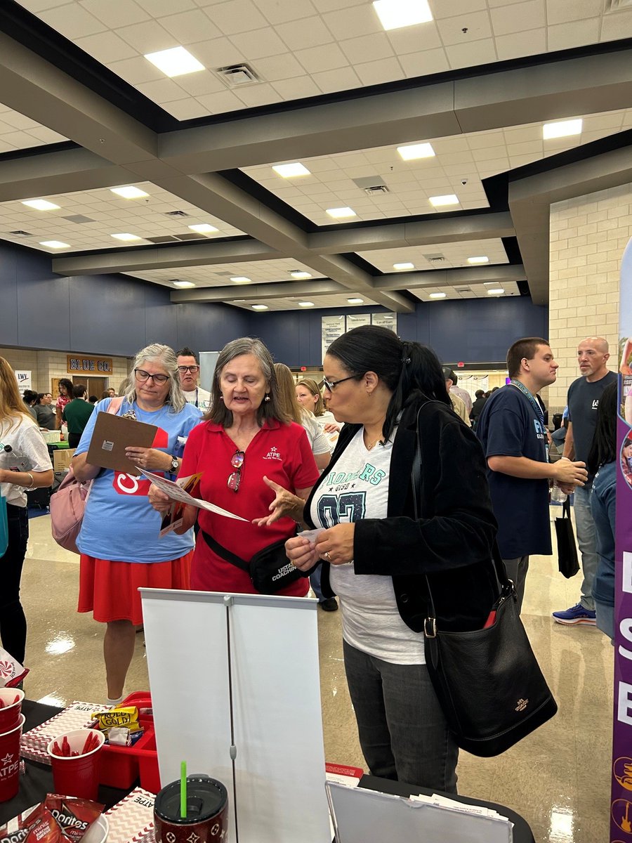 OfficialATPE's tweet photo. ATPE proudly welcomed educators back to school at Georgetown ISD's convocation! 🌟 If you visited our table and picked up some merch, show it with pride! Don’t forget to tag us in your photos! #ATPE #BacktoSchool #txed https://t.co/uOG5jpW65q