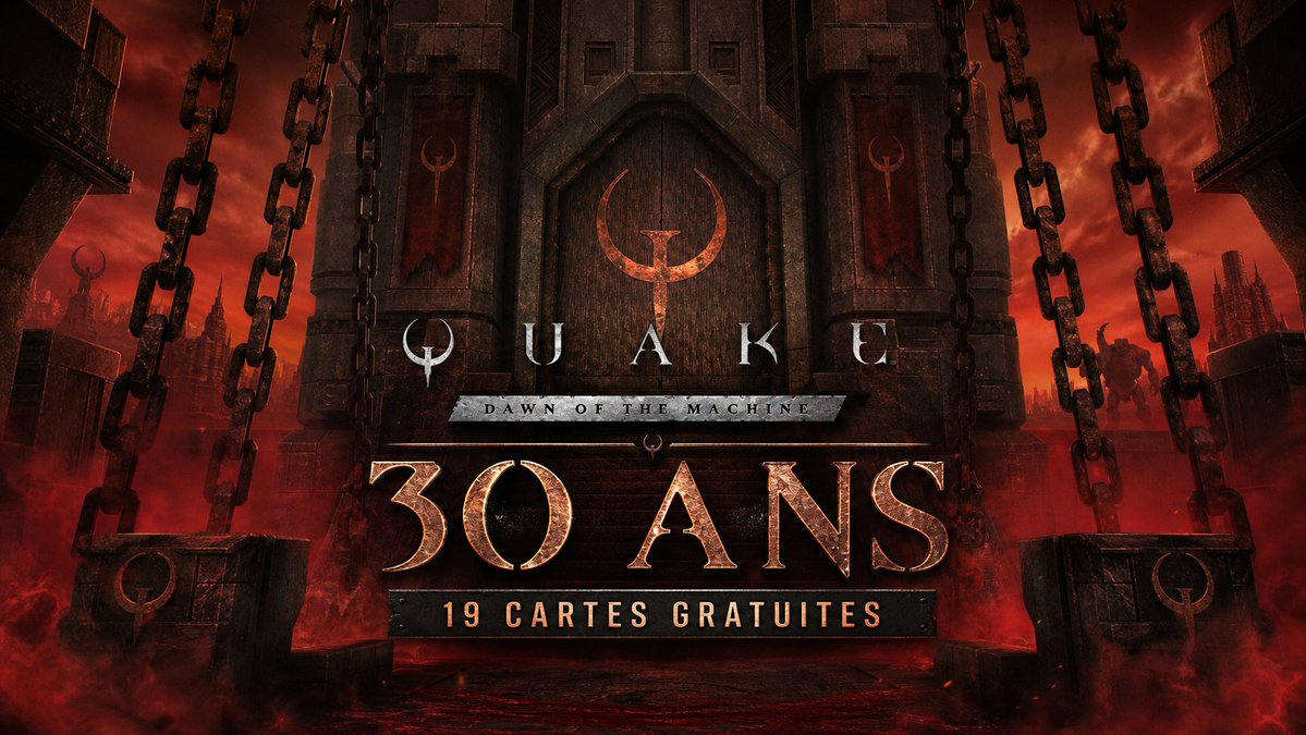 TestmoiJeuxVid's tweet photo. #Quake reçoit mieux : #DawnoftheMachine, un #épisodegratuit de #19cartes conçu avec #MachineGames pour l’#éditionaméliorée de 2021.
https://t.co/VvYpjsV2k4 https://t.co/OfAVdUoydH