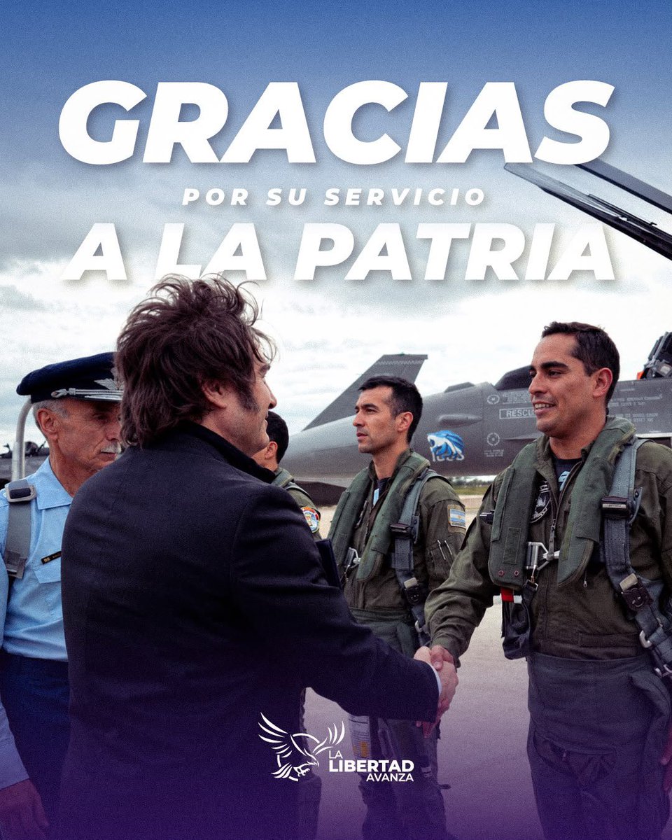 LLibertadAvanza's tweet photo. DÍA DE LA FUERZA AÉREA ARGENTINA. GRACIAS. https://t.co/DXMbSKFgFD