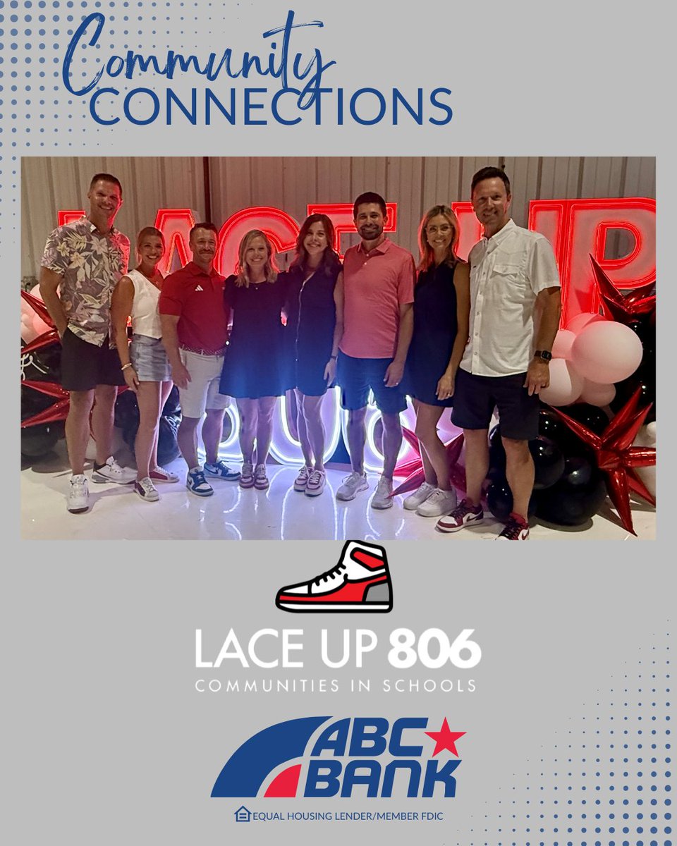 TheABCBank's tweet photo. We had a great time Saturday night, “Fueling the Mission”. Communities In Schools provides critical resources, mentoring, and support to help kids stay in school and achieve their dreams. What an amazing time celebrating a wonderful organization! #CommunityBanking #LaceUp806 https://t.co/K2XnGDeltx