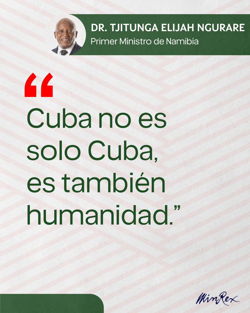 CubaMINREX's tweet photo. “Cuba is not only Cuba: it’s humanity”

🗣️ Prime Minister of Namibia 🇳🇦 Dr. Tjitunga Elijah Ngurare.

#100AñosConFidel https://t.co/jDhUFpnOFV