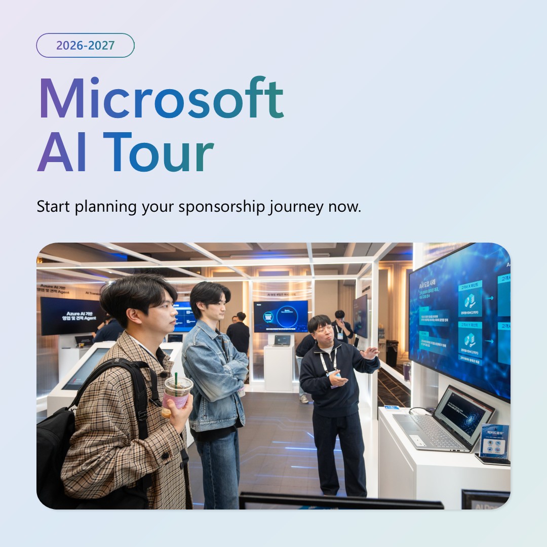 msPartner's tweet photo. Bring your unique partnership story to the Microsoft AI Tour.

Amplify your frontier partnership message all over the world by sponsoring the Microsoft AI Tour. Each city offers the opportunity to accelerate pipeline and drive growth in priority markets. Scale impact with a multi‑city approach that offers repeatable formats for engagement with qualified audiences. Contact a sponsor advisor to get started.

Start your sponsor journey: https://t.co/c0gA8pkU2H
#MSPartner