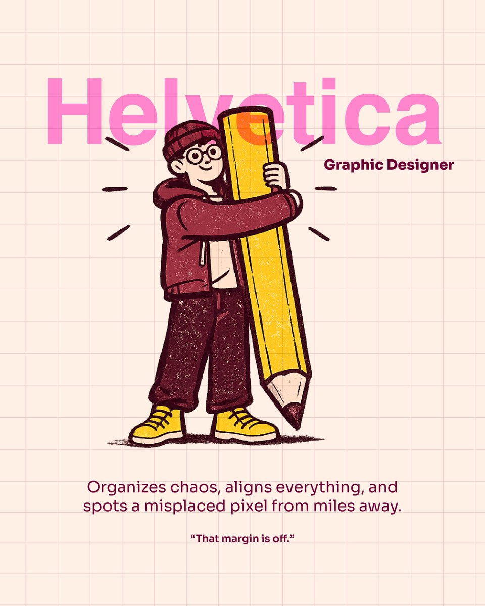 lazohdesign's tweet photo. Every creative role has its own typeface energy ✍️🎨 From the dramatic Creative Director to the detail-obsessed Designer, the word-hunting Copywriter, and the always-on-time Project Manager.

Which typeface are you? 👀 Tag your company’s Comic Sans 😂 https://t.co/r0719m27Ly