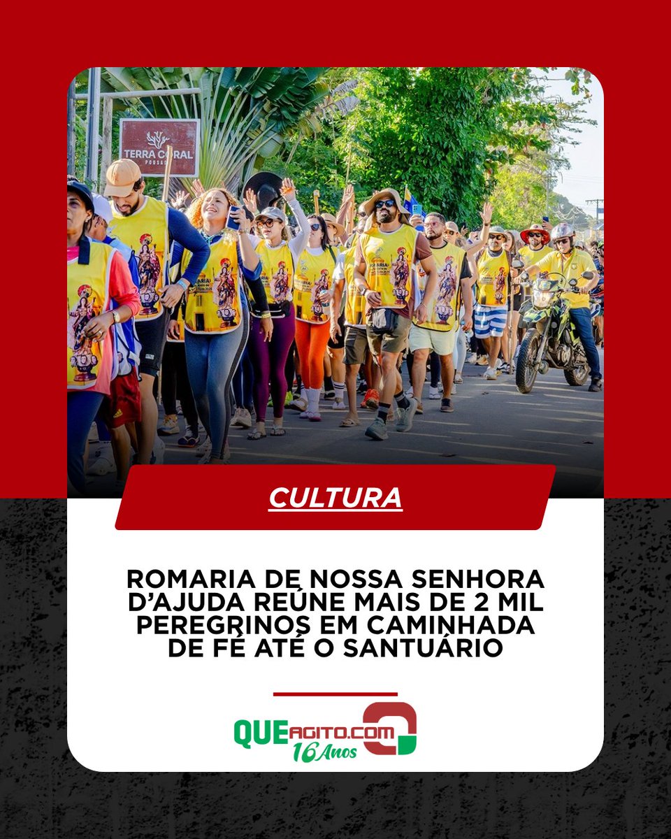 QUEAGITO's tweet photo. Romaria de Nossa Senhora d’Ajuda reúne mais de 2 mil peregrinos em caminhada de fé até o santuário
Fonte: | Pascom Diocese de Eunápolis
Fotos: Rafael Checon
https://t.co/gHvTW8r9Wf
#romeiros #peregrinos #fé #Queagito https://t.co/NLGwaZ8UjL