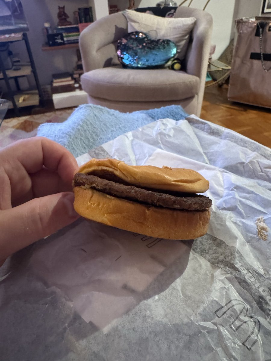 danhorski's tweet photo. @McDonalds you call this double cheeseburger? 🤦 https://t.co/JTv0IH1jb7