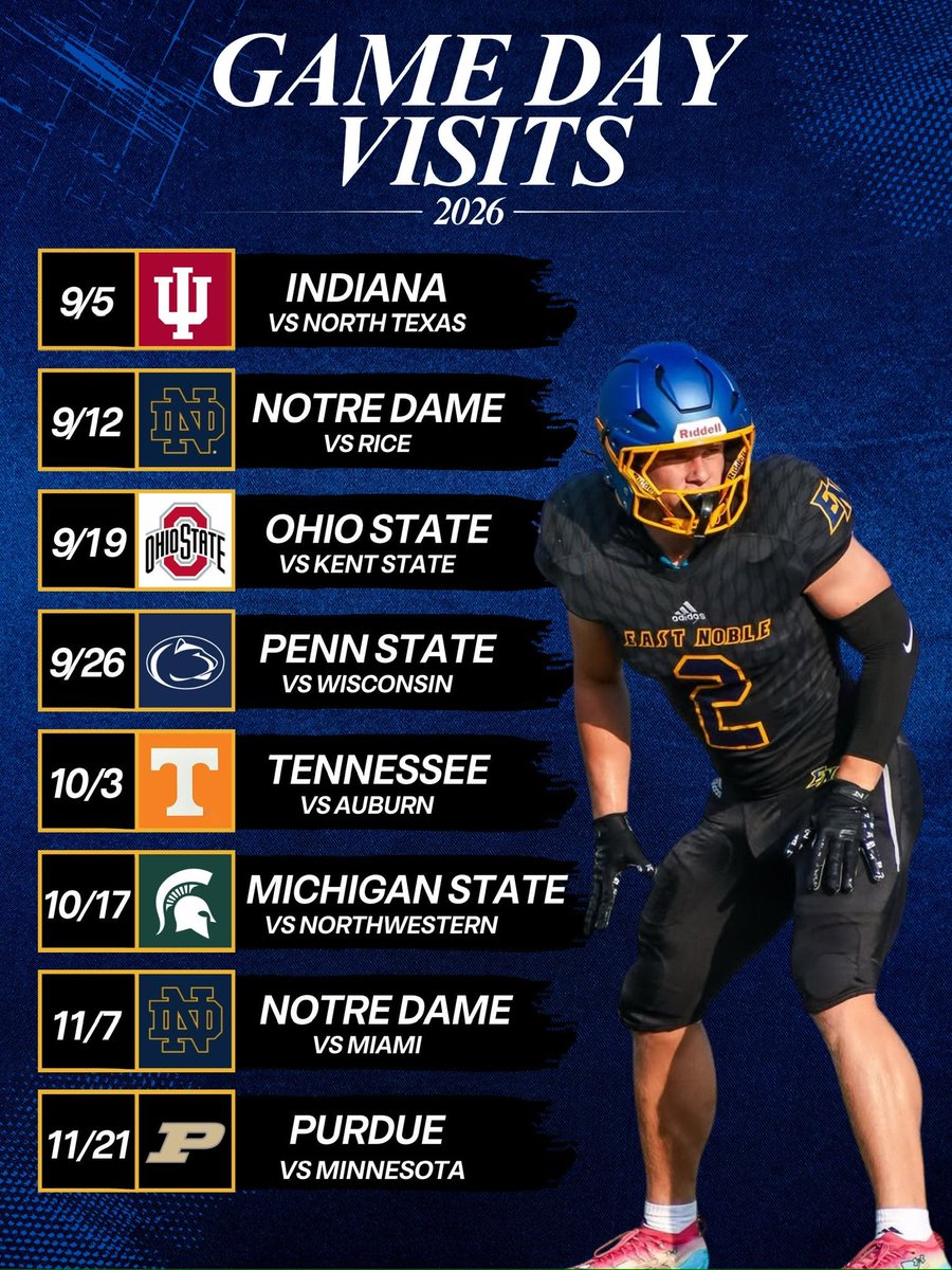 Austin_RB2's tweet photo. 2026 Game Day Visits
@TomLoy247 @Andrew_Ivins @SWiltfong_ @AllenTrieu @GregBiggins @Bryan_Ault @TheUCReport 
@ENKnightsFB @TractionAp https://t.co/yXtZHK4ALu