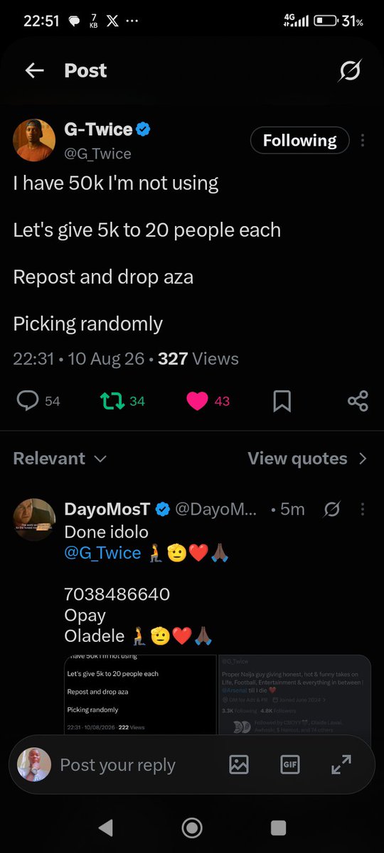 itsjessbees's tweet photo. @G_Twice Done big bro

0433621917

Smartcash David

I'll really appreciate https://t.co/UVna3QxtCB